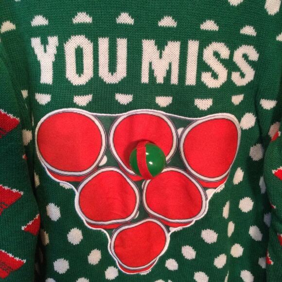 Ugly Christmas Sweater Party drinking ball themed adult small - Picture 3 of 6